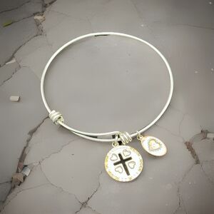 Believe Silver Tone Love Theme Expandable Charm Bracelet Hearts Love